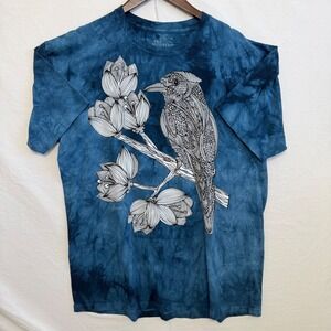 The Mountain Shirt Mns XL Blue Tie Dye Kingfisher Bird Flower Graphic T-Shirt